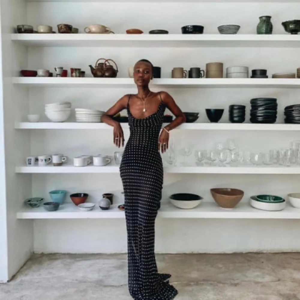 Rat & Boa | GISELE POLKA DOT SILK MAXI DRESS XS - Picture 2 of 16